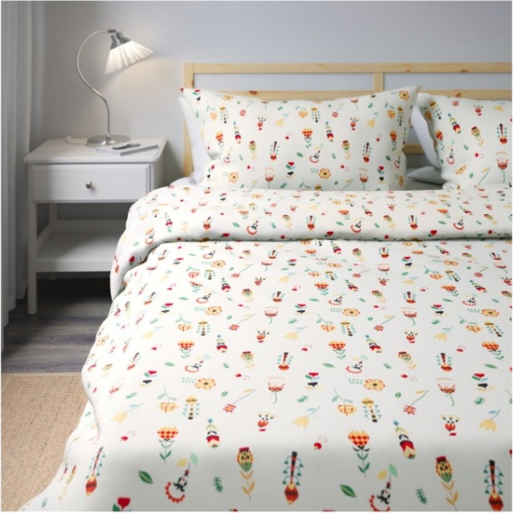 IKEA ROSENFIBBLA Duvet Cover California King Floral Bedding Cover